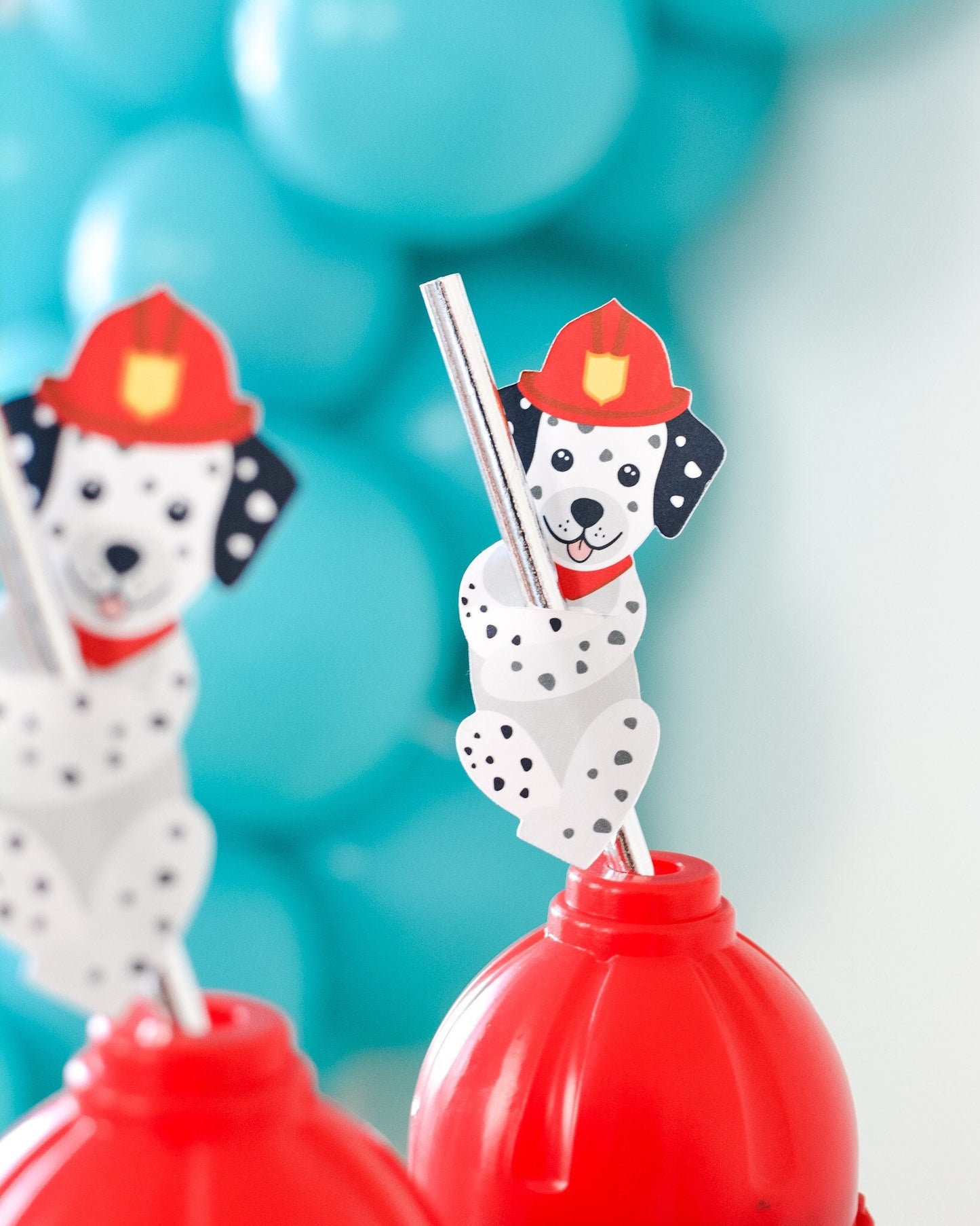 Firefighter Dalmatian Paper Straws