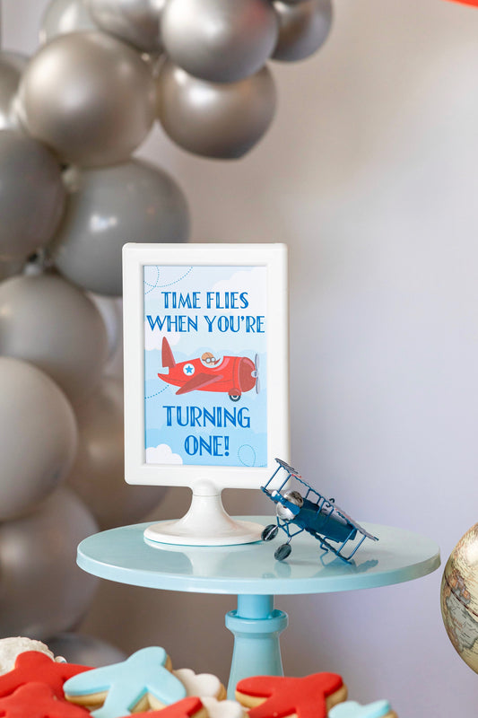 Time Flies Vintage Airplane Party Sign, view 2