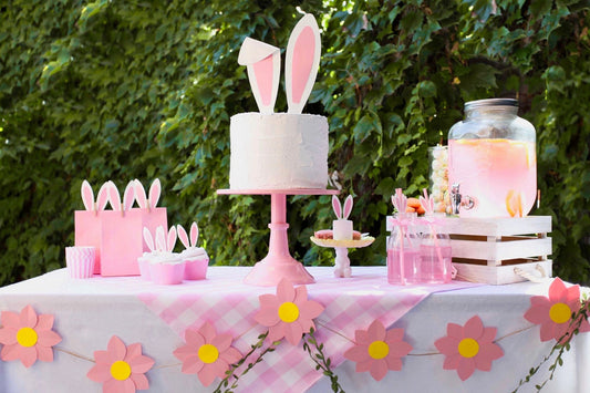 Easter Gift Tags - full party table with cake and lemonade