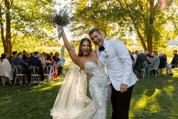 Julia and Frankie celebrating just after their wedding ceremony