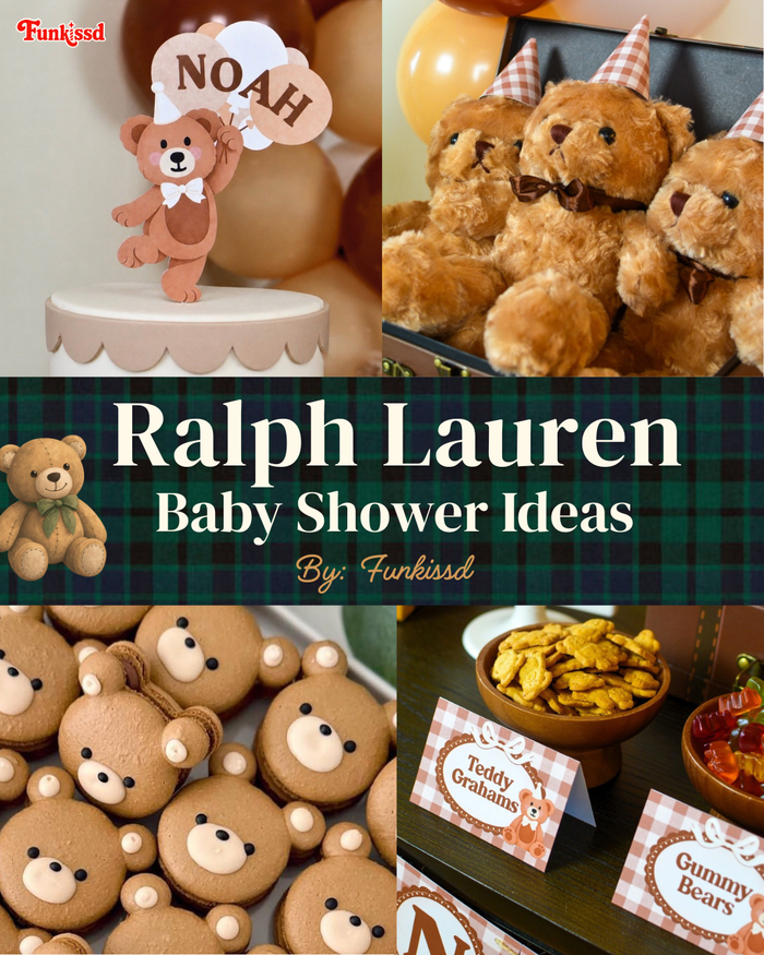 Ralph Lauren-inspired teddy bear baby shower styling