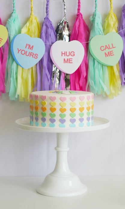 Conversation Heart Garland for a Valentine's Day birthday party