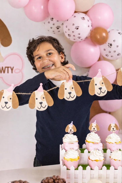Pink Puppy Birthday Garland, view 2