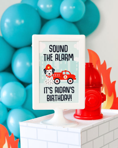 Personalized Sound the Alarm Firetruck Sign