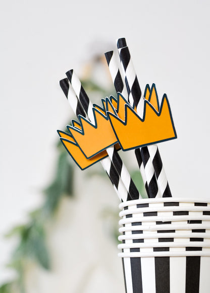 Wild One Crown Paper Straws, set of 5 for a Wild Things birthday party, view 2
