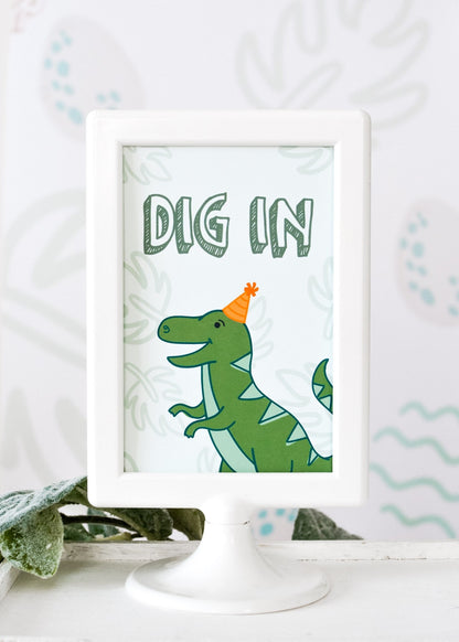 Dig In Dinosaur Party Sign