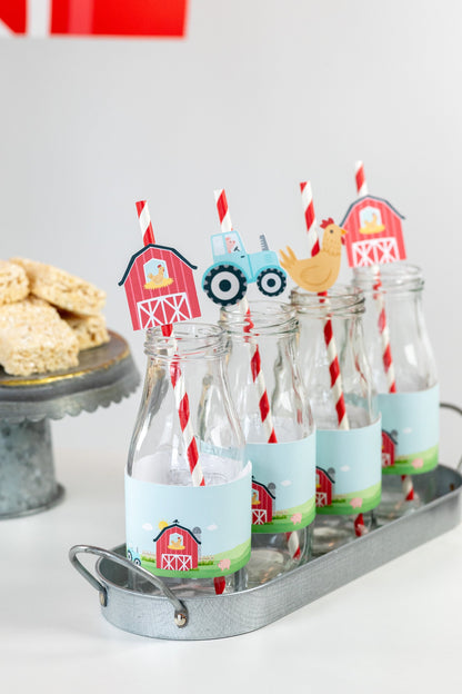 Farm Animals Paper Straws, set of 5