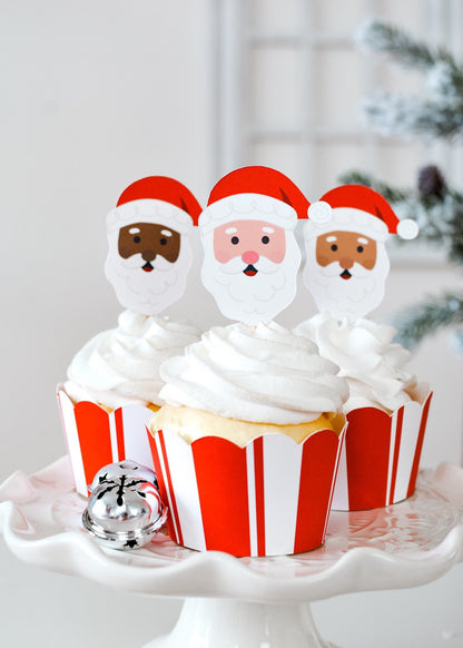 Santa Claus Cupcake Toppers, set of 5