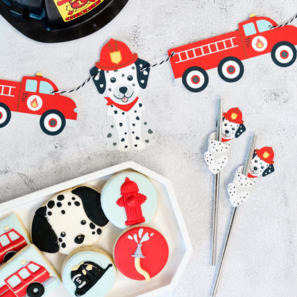 Firefighter Dalmatian Paper Straws, set of 5, view 4