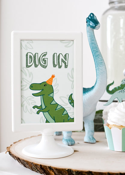 Dig In Dinosaur Party Sign, view 3