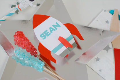 Personalized 3D Rocket Ship Tent Cards, set of 4, view 4