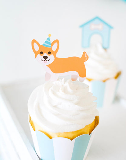 Corgi Cupcake Toppers, set of 5, view 2