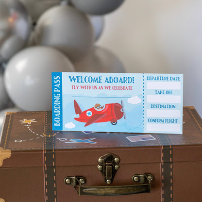 Printable Vintage Airplane Boarding Pass Invitations