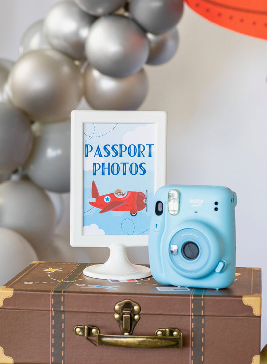 Passport Photo Vintage Airplane Party Sign