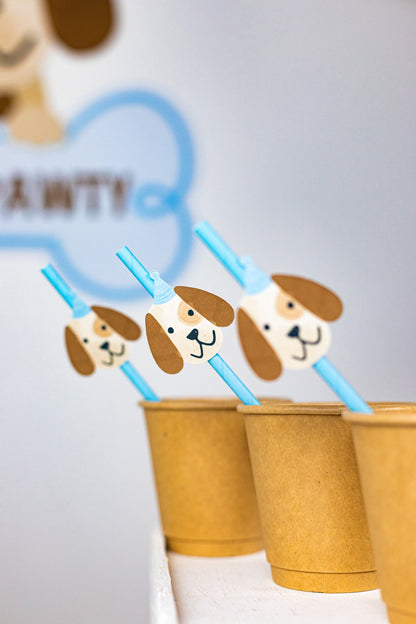 Puppy Dog Paper Straws, set of 5