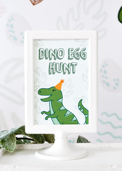 Dino Egg Hunt Party Sign for a dinosaur birthday party