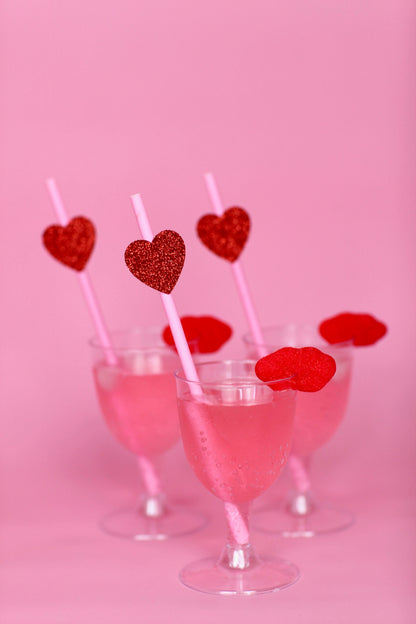 Glitter Valentine's Heart Straws, set of 5, view 6