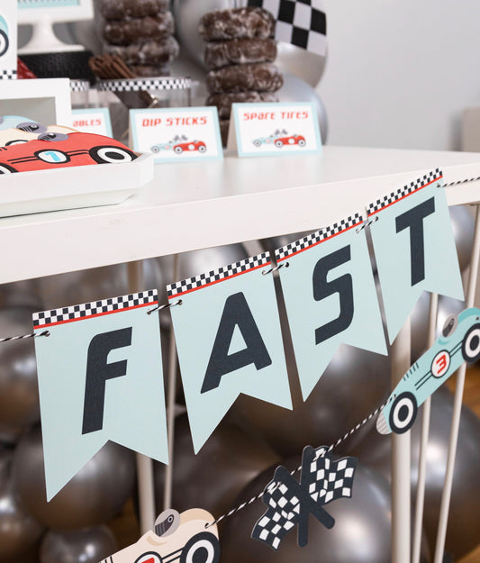 Two Fast Vintage Race Car Banner