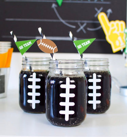 Football Paper Straws, set of 5