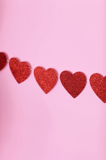 Glitter Heart Garland for a Valentine's Day birthday party
