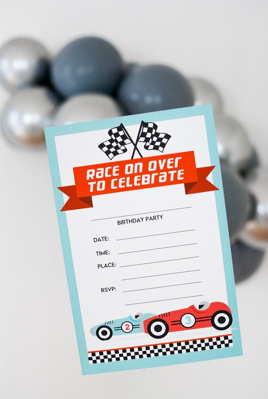 Printable Vintage Race Car Party Invitations