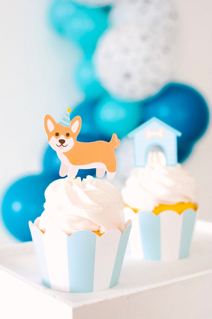 Corgi Cupcake Toppers, set of 5