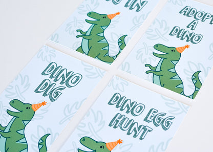 Dino Dig Party Sign for a dinosaur birthday party, view 3