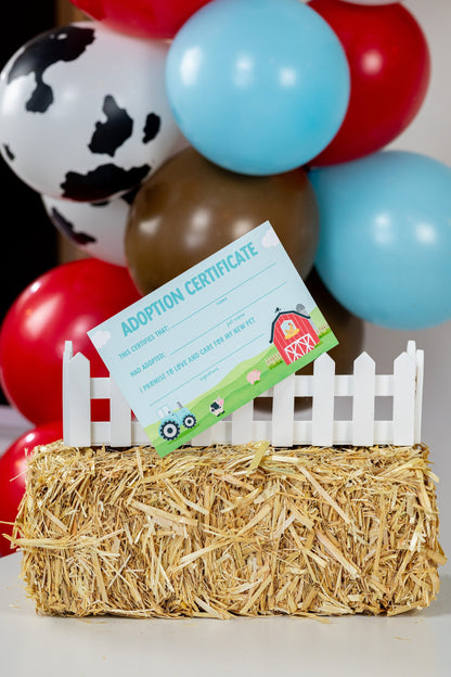 Farm Animal Adoption Certificate Printable