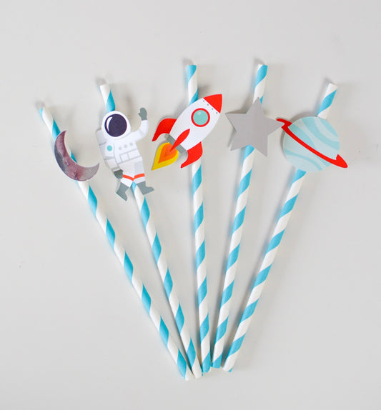 Space Party Paper Straws, set of 5, view 2