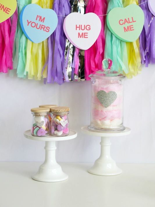Conversation Heart Garland for a Valentine's Day birthday party, view 2