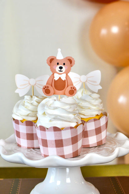 Teddy Bear Cupcake Toppers, set of 5