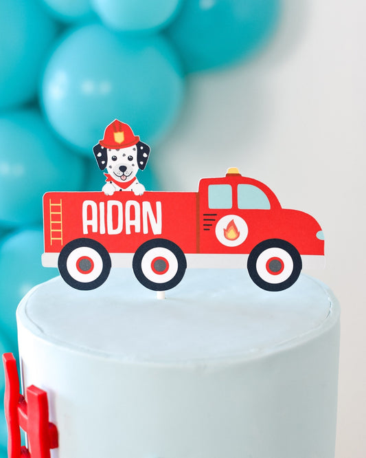Personalized Vintage Firetruck Cake Topper