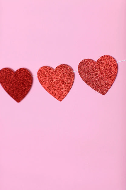 Glitter Heart Garland for a Valentine's Day birthday party, view 3