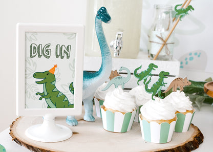 Dig In Dinosaur Party Sign, view 2