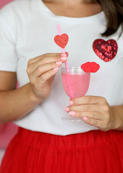 Glitter Valentine's Heart Straws, set of 5, view 2