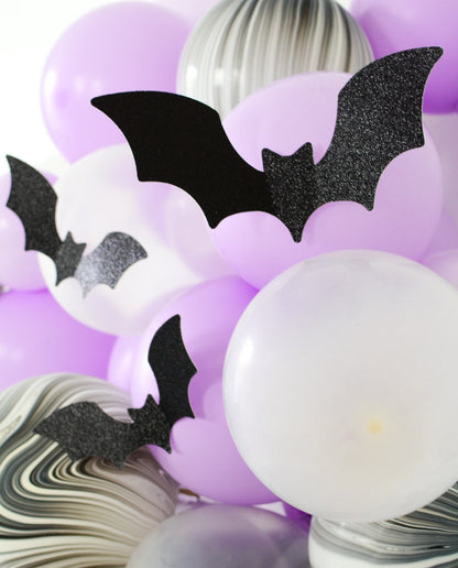 3D Glitter Bat Wall Decals, Pack of 12 for a Halloween birthday party