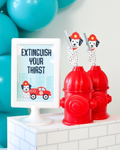 Firefighter Dalmatian Paper Straws, set of 5, view 6