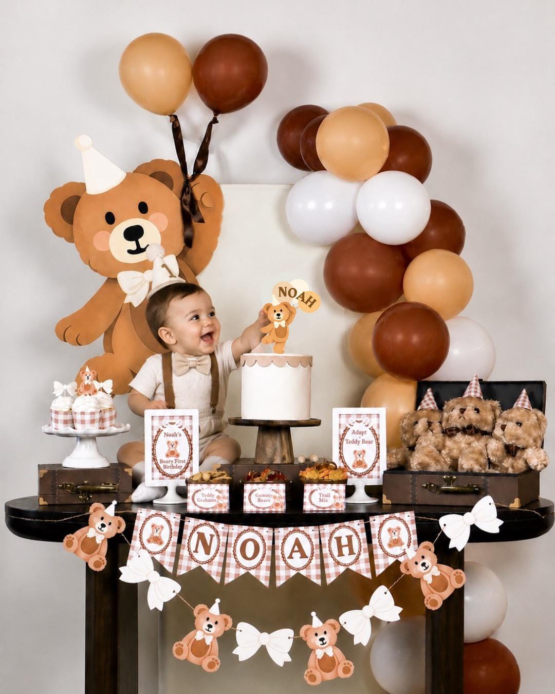 Teddy Bear Garland with Bows