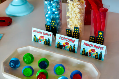 Personalized Superhero Tent Cards, set of 4