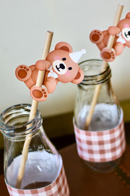 Teddy Bear Party Straws, set of 5