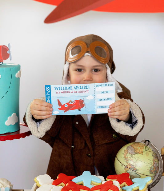 Printable Vintage Airplane Boarding Pass Invitations, view 2