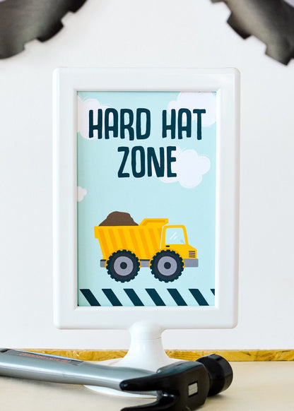 Hard Hat Zone Construction Party Sign