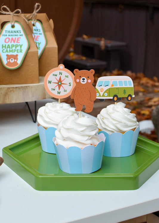 One Happy Camper Cupcake Toppers (x5)