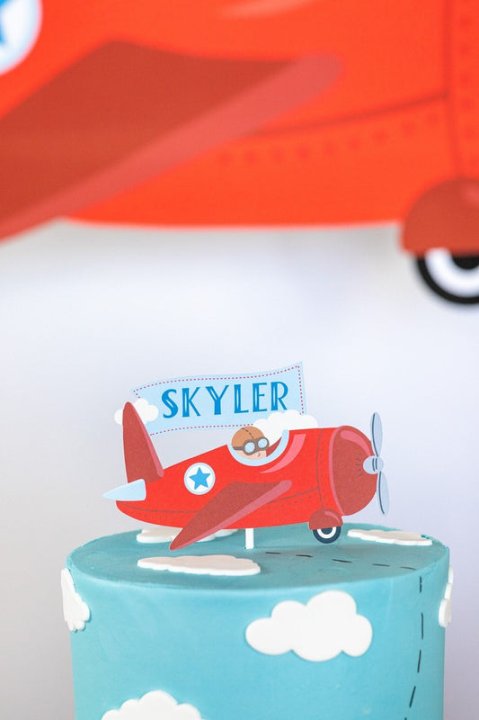 Personalized Vintage Airplane Cake Topper