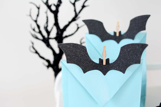 Glitter Bat Halloween Gift Tags