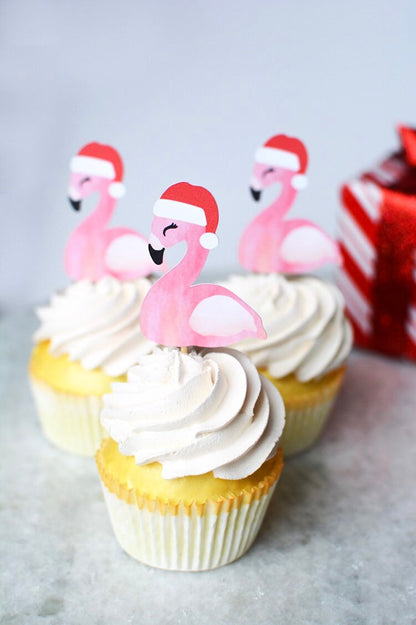 Flamingo Cupcake Topper, set of 5