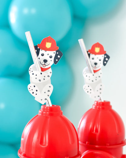 Firefighter Dalmatian Paper Straws, set of 5, view 3