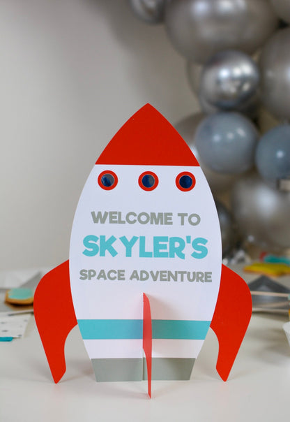 Personalized Space Rocket Ship Party Sign, view 2