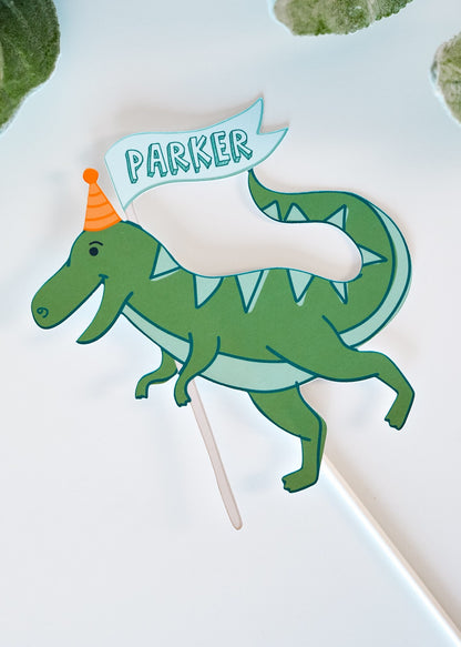 Personalized T-Rex Dinosaur Cake Topper, view 5