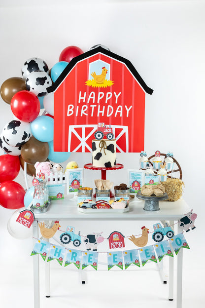 Printable Red Barn Farm Backdrop